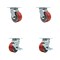 Service Caster 4 Inch Red Poly on Cast Iron Swivel Caster Set with Ball Bearings 2 Brakes SCC SCC-30CS420-PUB-RS-2-TLB-2 - alternate 1